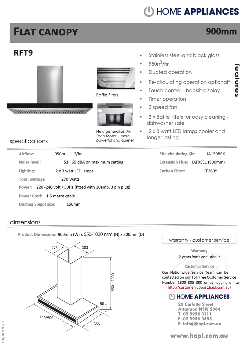 Page 1 de la notice Fiche technique Baumatic RFT9