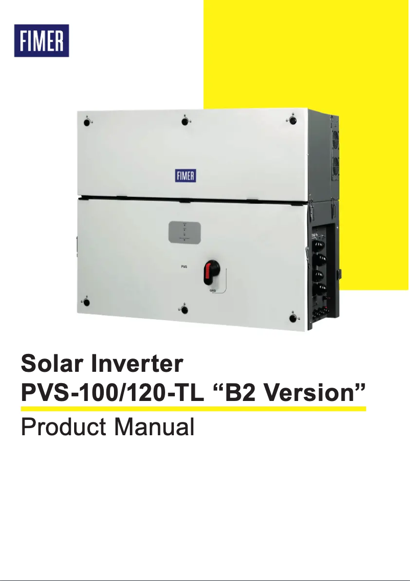 Page 1 de la notice Manuel utilisateur FIMER PVS-100-TL
