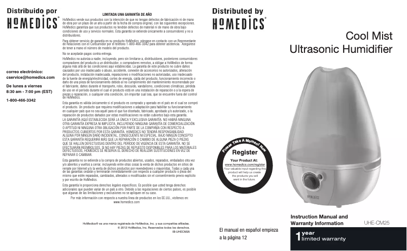 Página 1 del manual Manual de usuario Homedics UHE-CM25