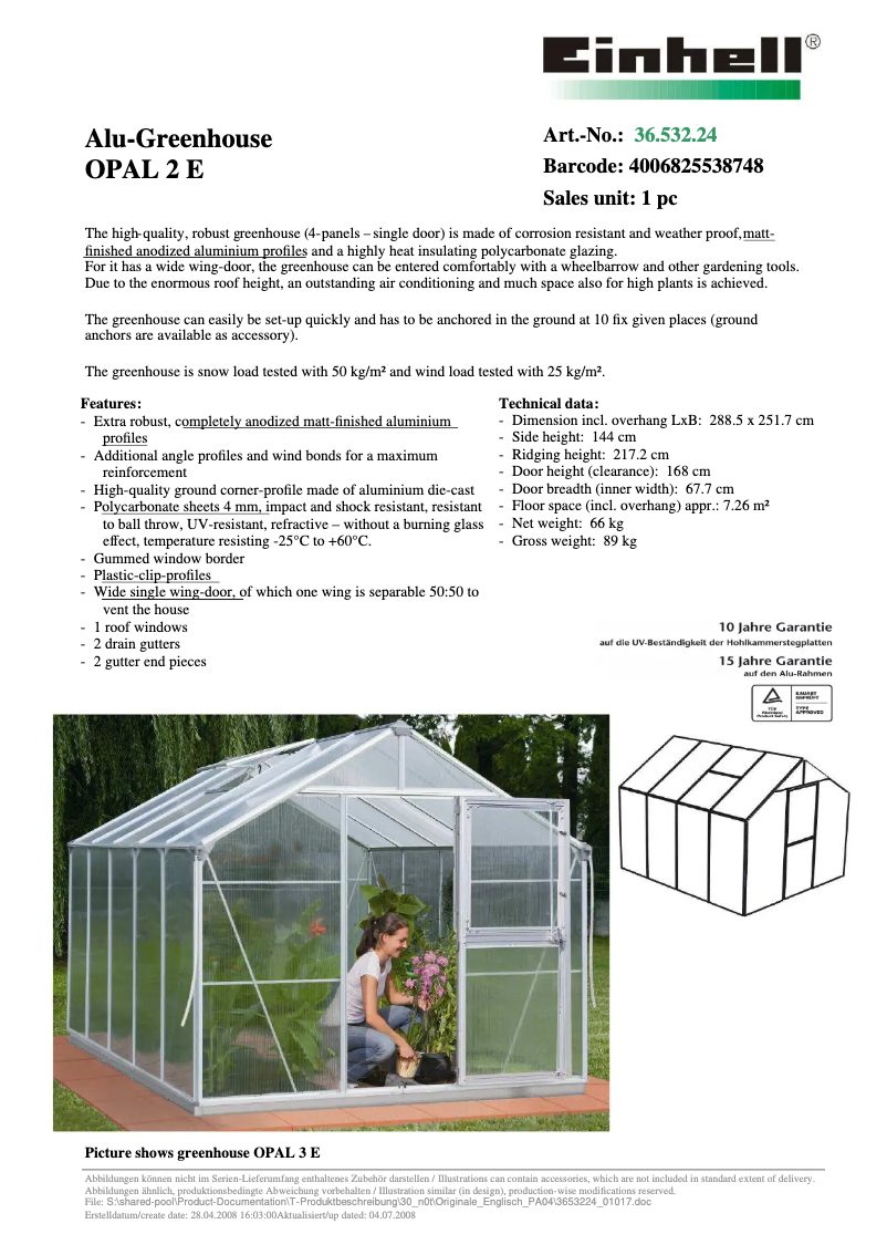 Page n°1 - Manuel utilisateur Einhell OPAL 2 E