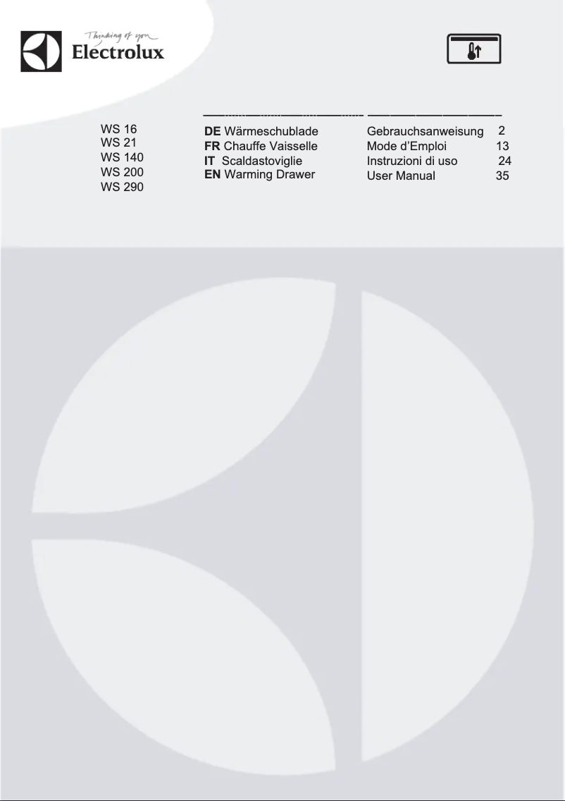 Page 1 de la notice Manuel utilisateur Electrolux WS200SP