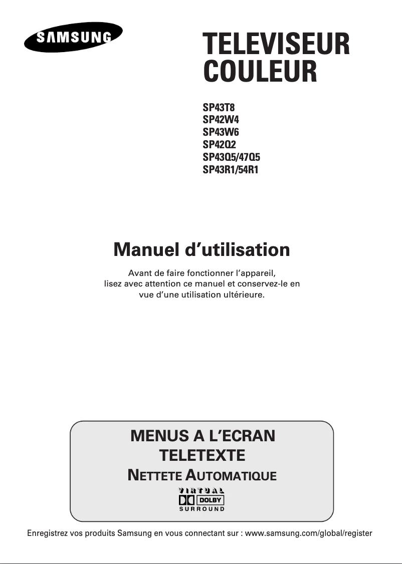 Image de la première page du manuel de l'appareil SP-43R1HL