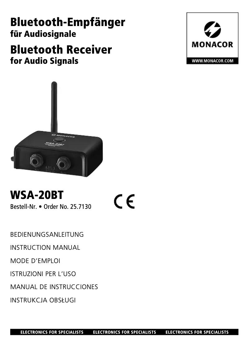 Page n°1 - Manuel utilisateur Monacor WSA-20BT