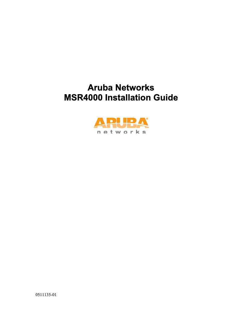 Page n°1 - Manuel utilisateur Aruba MSR4000