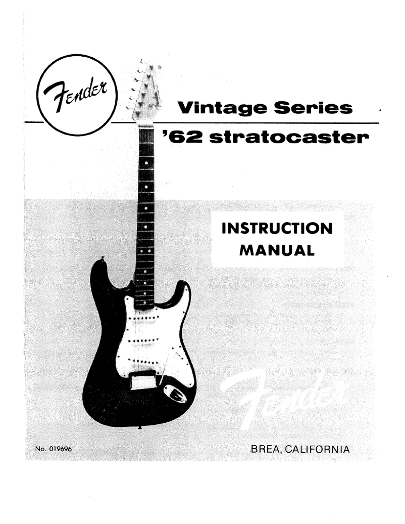 Page 1 de la notice Manuel utilisateur Fender '62 Stratocaster Vintage Series