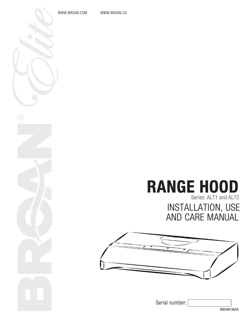 Page 1 de la notice Guide d'installation Broan ALT230SS