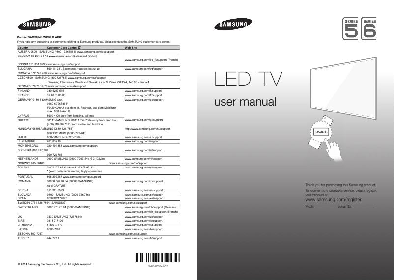 Page 1 de la notice Manuel utilisateur Samsung UE32H5373AS