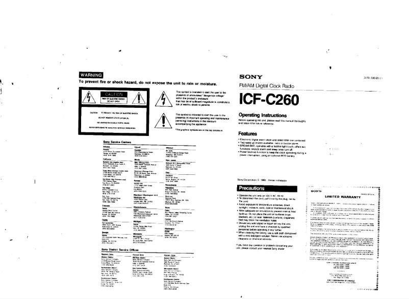 Image de la première page du manuel de l'appareil ICF-C260