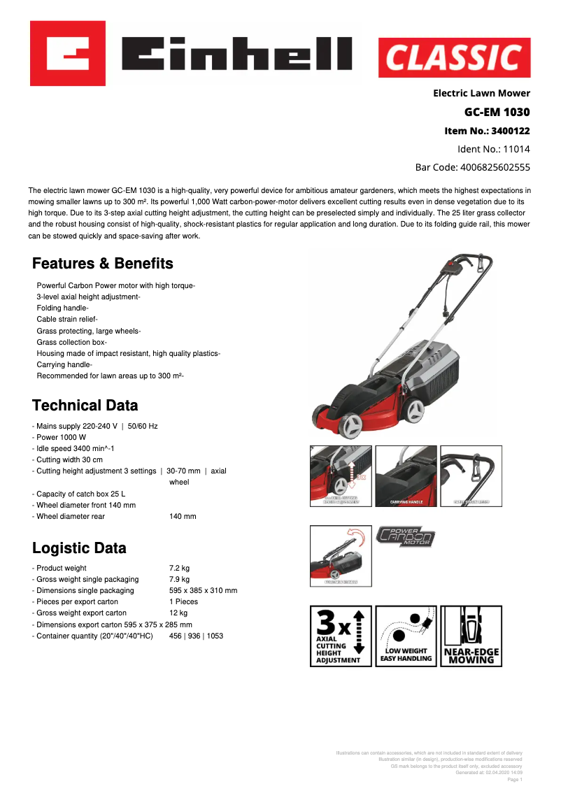 Image de la première page du manuel de l'appareil GC-EM 1030
