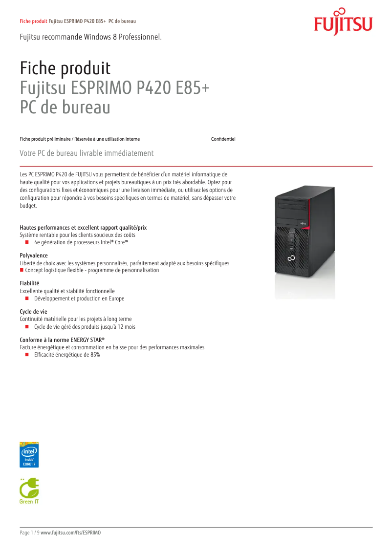 Page n°1 - Manuel utilisateur Fujitsu Esprimo P420 E85+