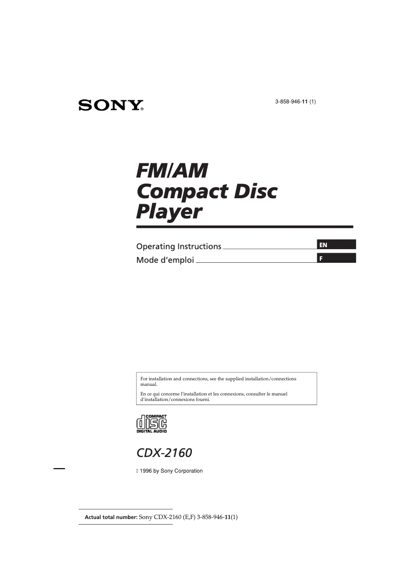 Página 1 del manual Manual de usuario Sony CDX-2160