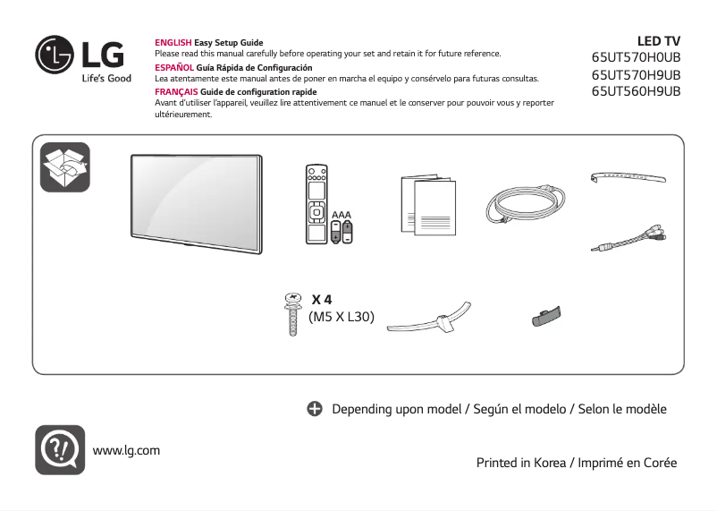 Page 1 de la notice Manuel utilisateur LG 65UT560H