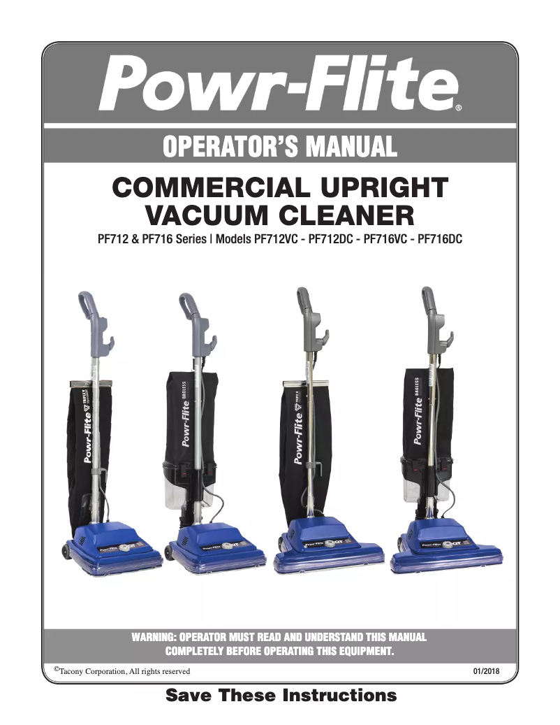 Página 1 del manual Manual de usuario Powr-Flite PF716VC