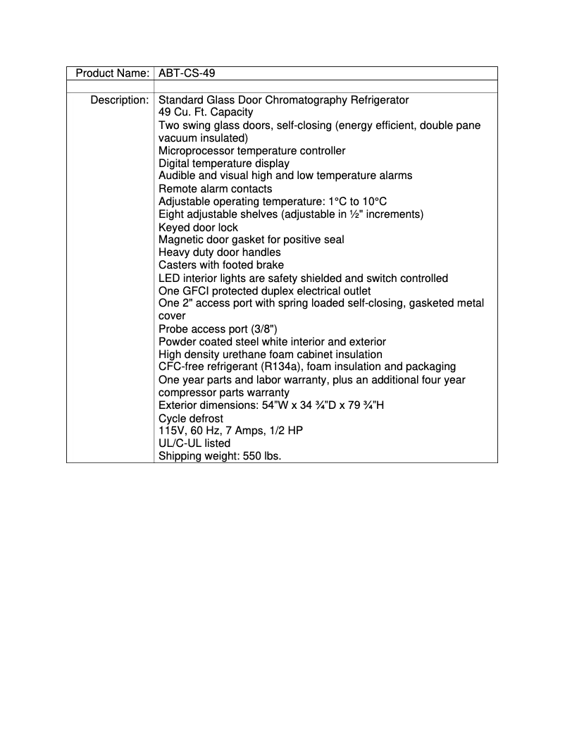 Page 1 de la notice Manuel utilisateur American BioTech Supply ABT-CS-49