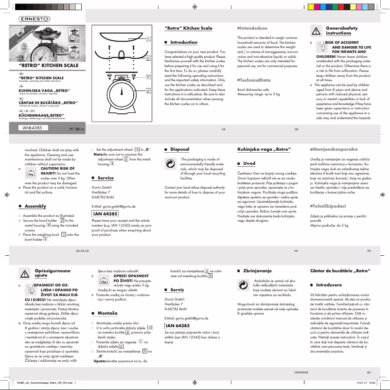 Page 1 de la notice Manuel utilisateur Ernesto Retro