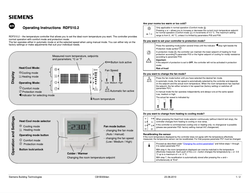 Image de la première page du manuel de l'appareil RDF510.2