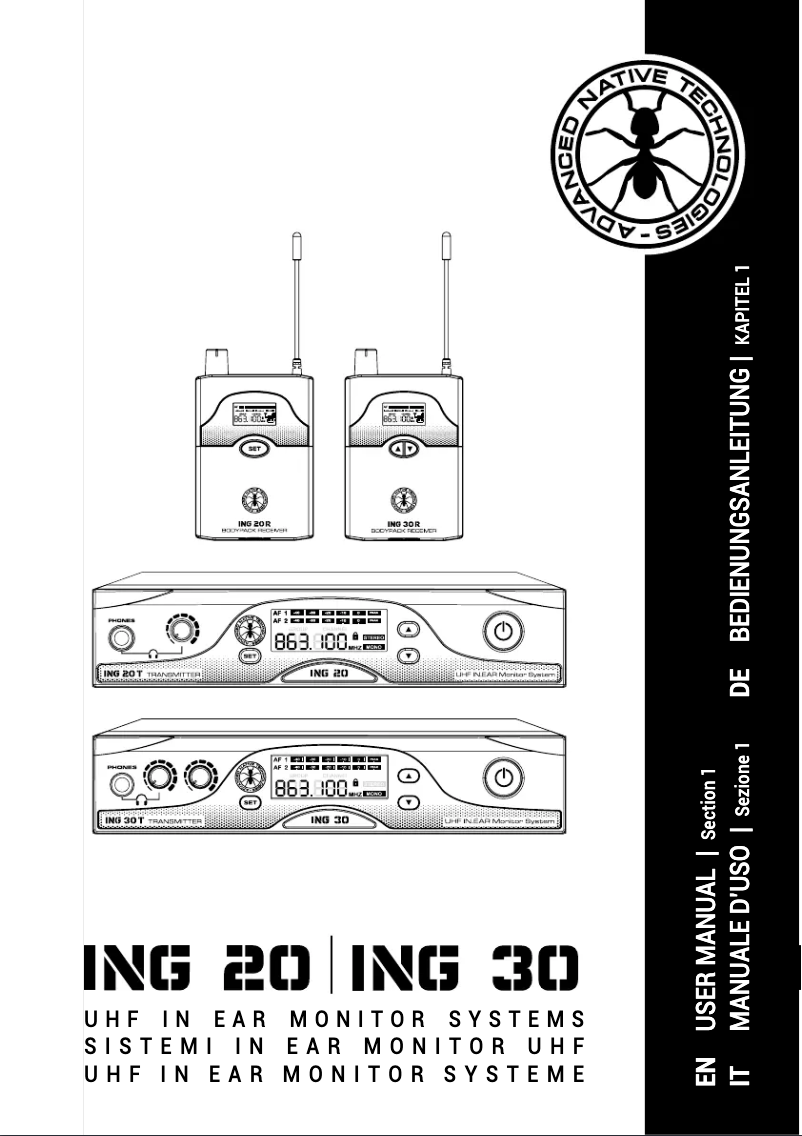 Page 1 de la notice Manuel utilisateur ANT ING 20