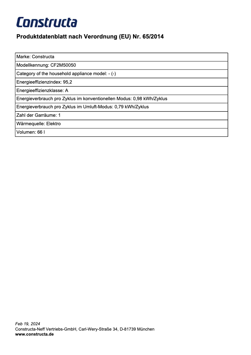 Page 1 de la notice Fiche technique Constructa CF2M50050