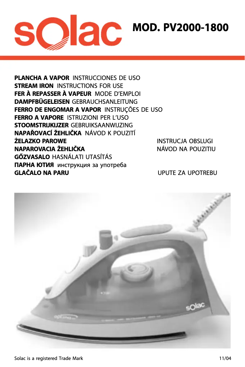 Page n°1 - Manuel utilisateur Solac Optima 2000 PV2000