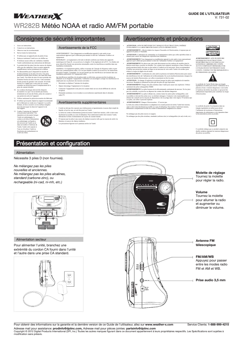 Image de la première page du manuel de l'appareil WR282B