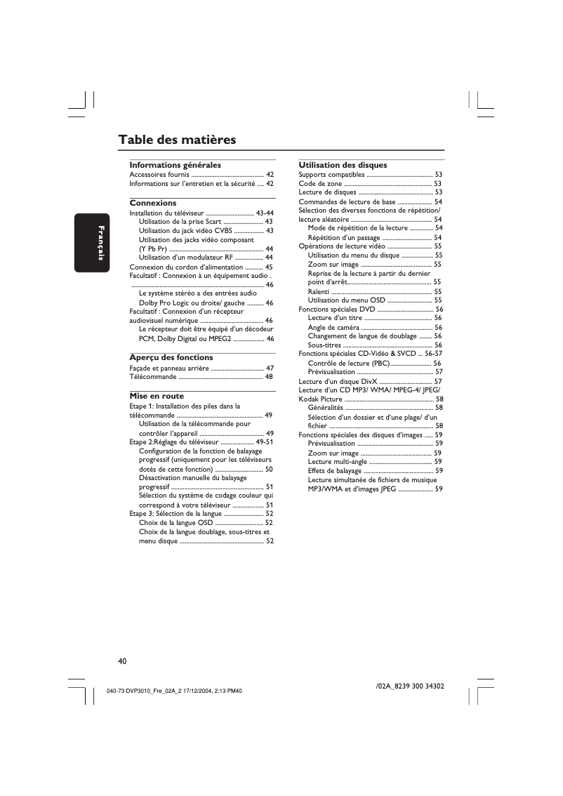 Imagen de la primera página del manual del dispositivo DVP3010