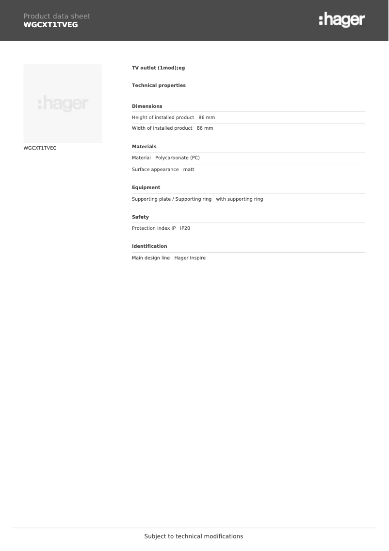 Image de la première page du manuel de l'appareil WGCXT1TVEG