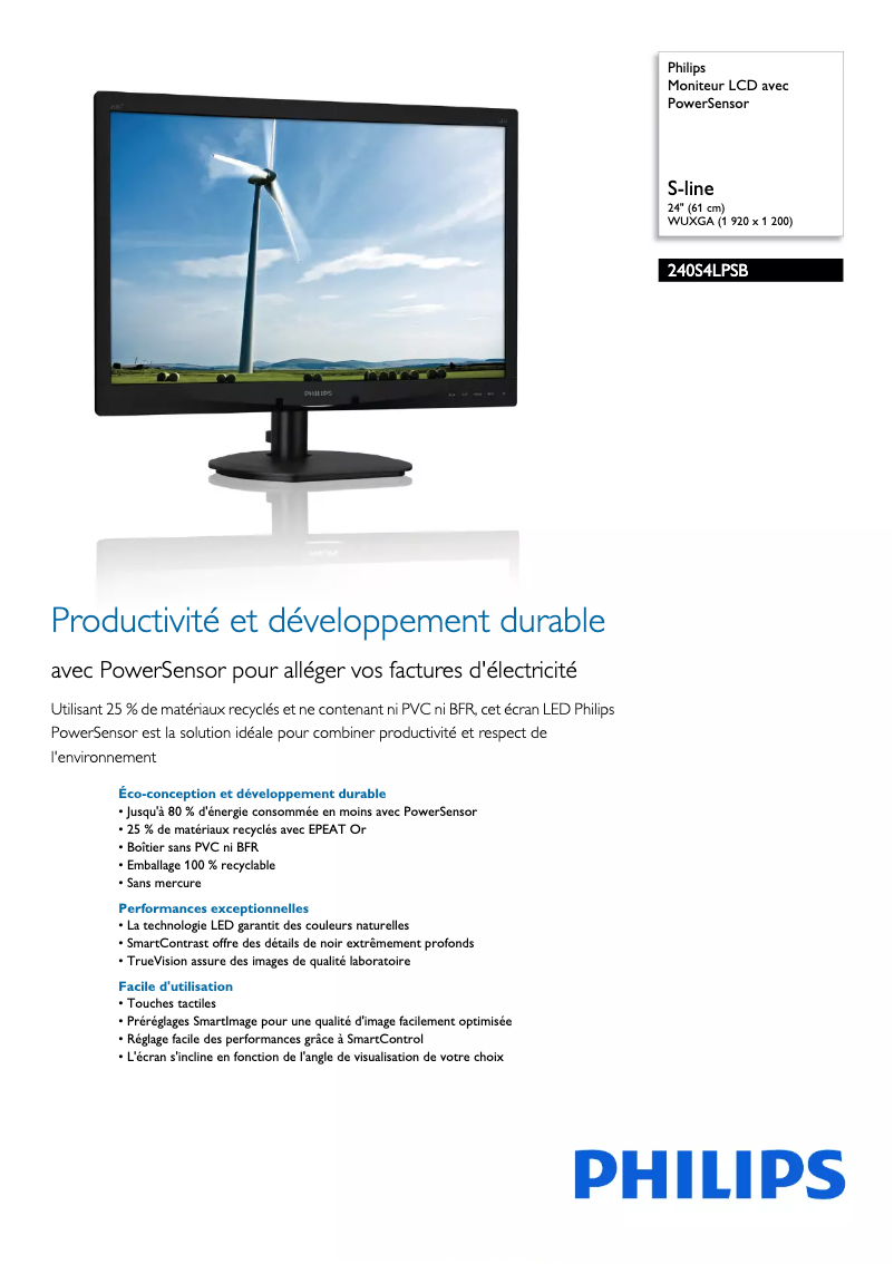 First page image of the manual for Brilliance 240S4LPSB