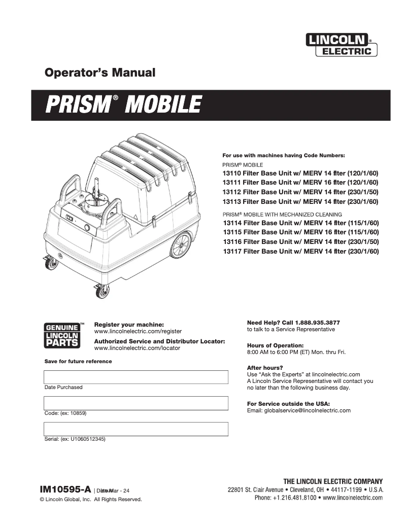 Page n°1 - Manuel utilisateur Lincoln Electric Prism Mobile