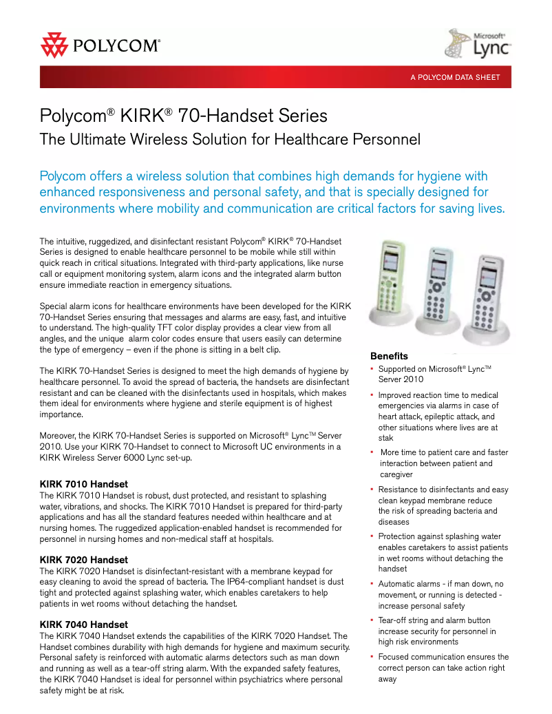 Imagen de la primera página del manual del dispositivo KIRK 7010