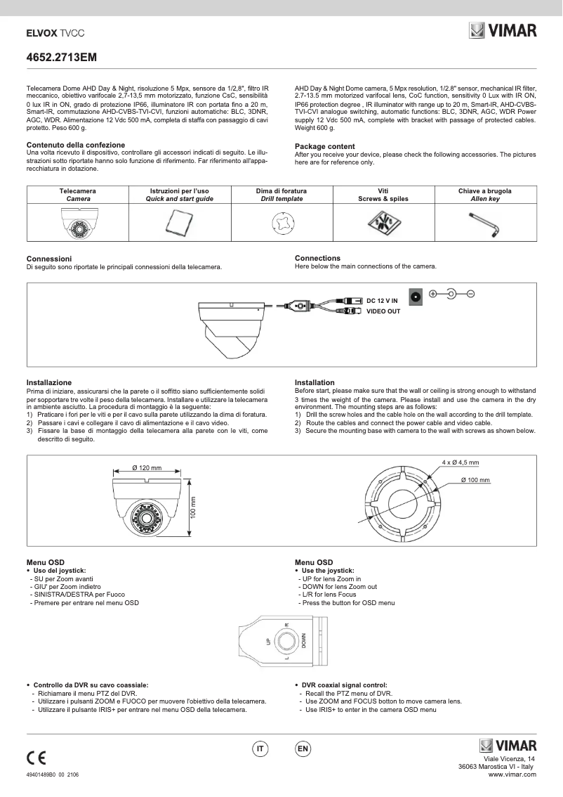 Page n°1 - Manuel utilisateur Vimar ELVOX 4652.2713EM