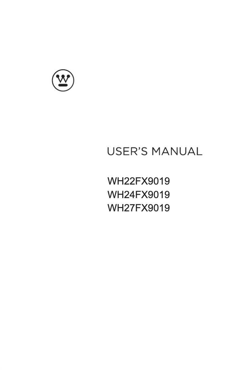 Page n°1 - Manuel utilisateur Westinghouse WH22FX9019
