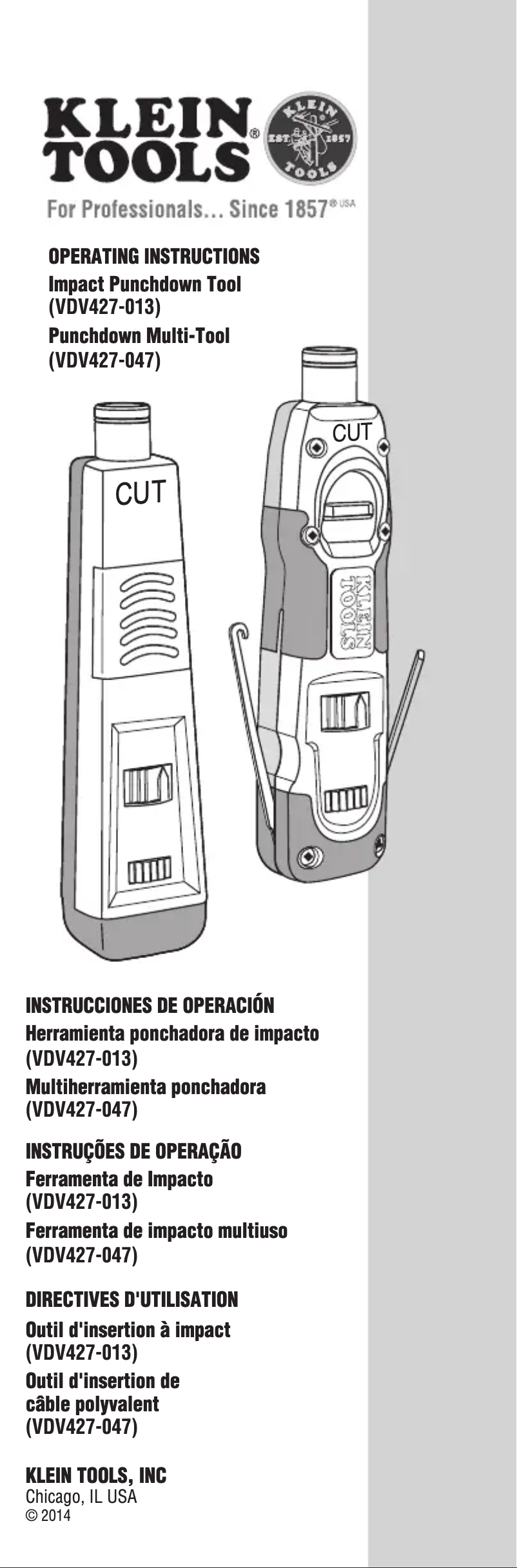 Page n°1 - Manuel utilisateur Klein Tools VDV427-805