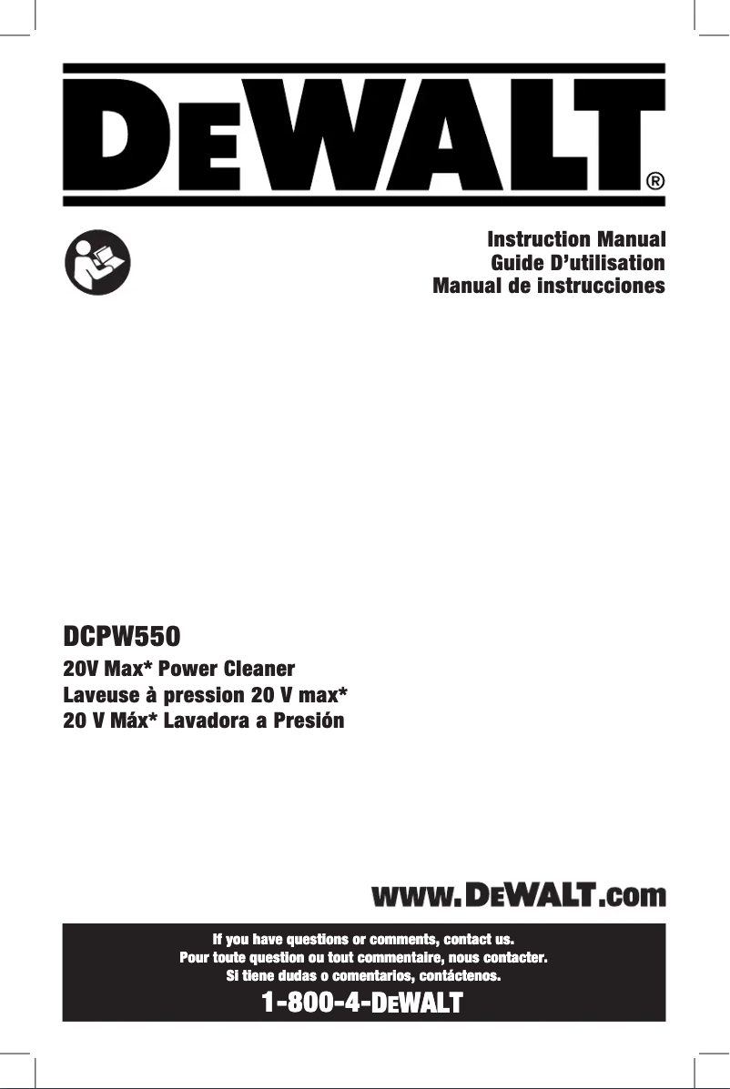 Page n°1 - Manuel utilisateur DeWalt DCPW550