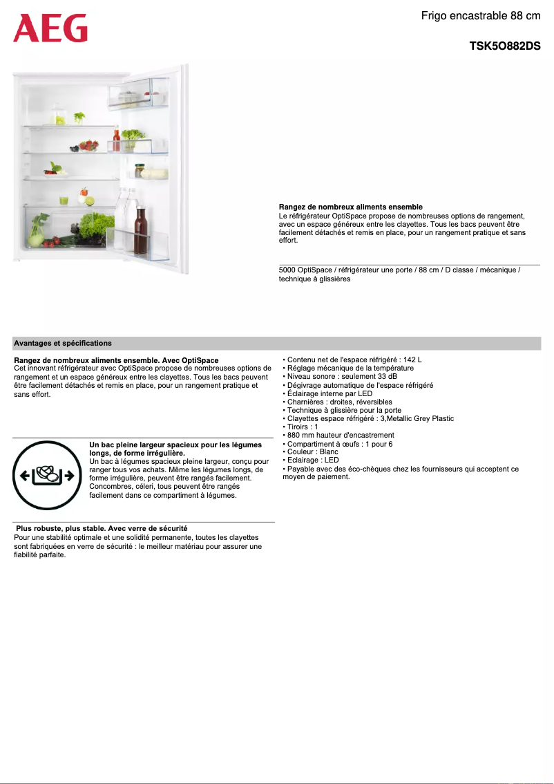 Página 1 del manual Ficha técnica AEG TSK5O882DS