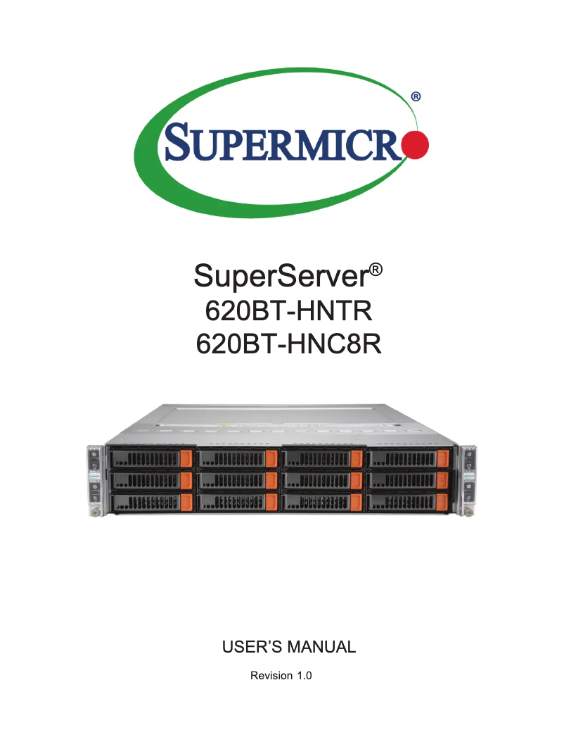 Image de la première page du manuel de l'appareil SuperServer SYS-620BT-HNTR