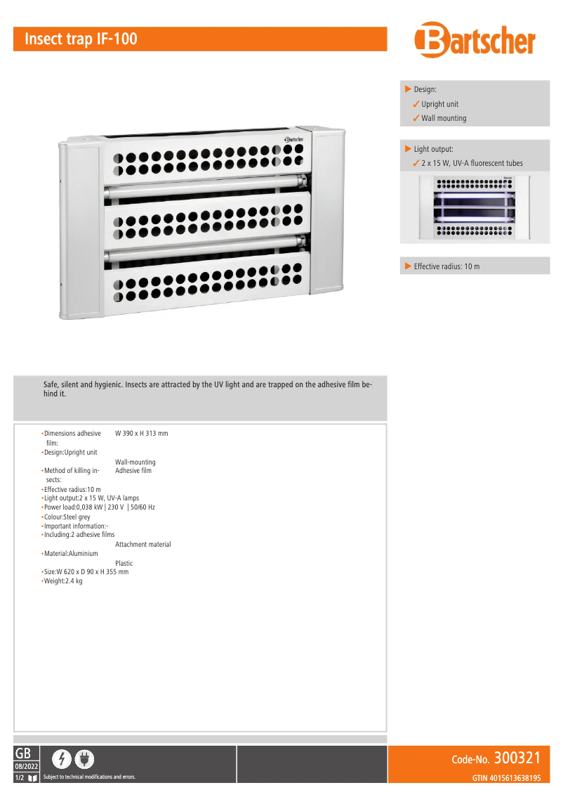 Page n°1 - Fiche technique Bartscher IF-100