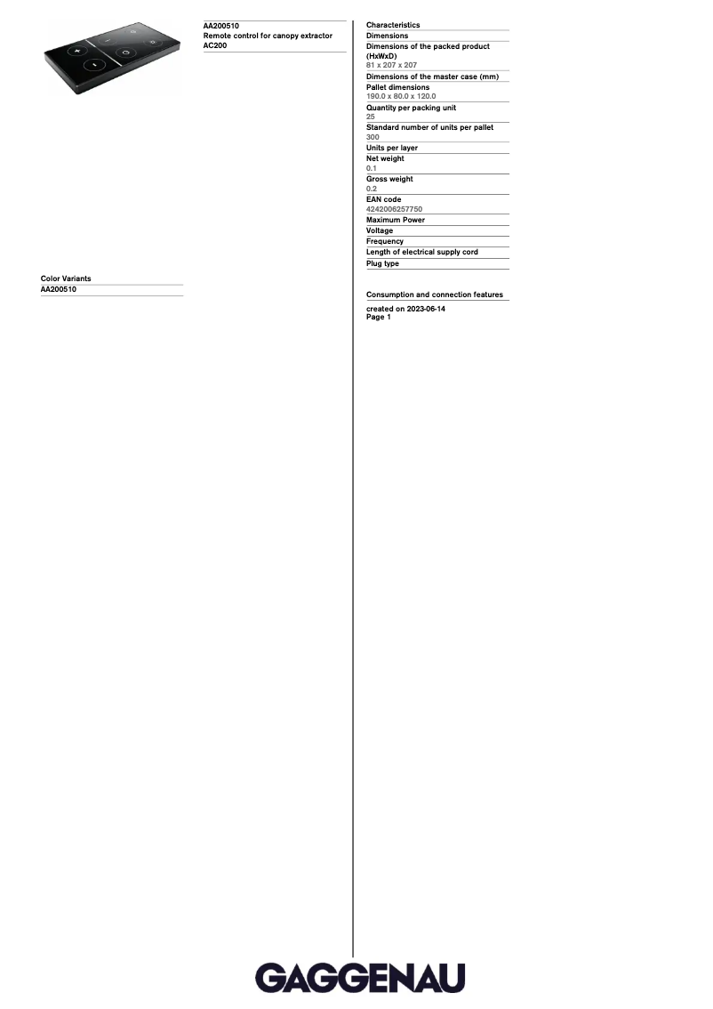 Imagen de la primera página del manual del dispositivo AA200510