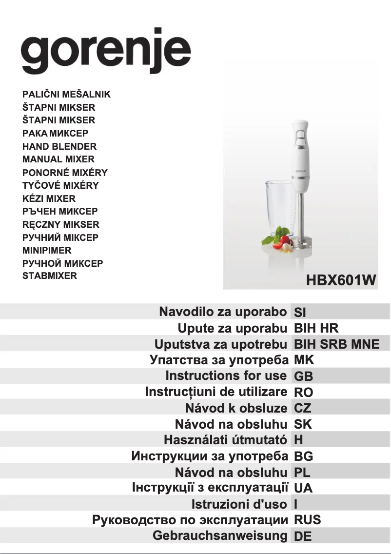 Page n°1 - Manuel utilisateur Gorenje HBX601W