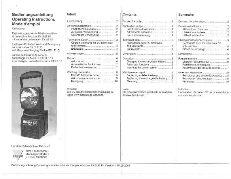 Página 1 del manual Manual de usuario AccuLux EX SLE 15