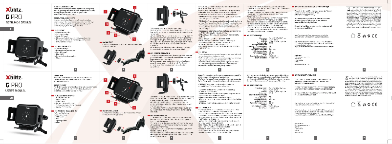 Page 1 de la notice Manuel utilisateur Xblitz G Pro