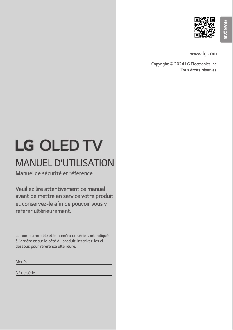 Page 1 de la notice Manuel utilisateur LG OLED83M49LA