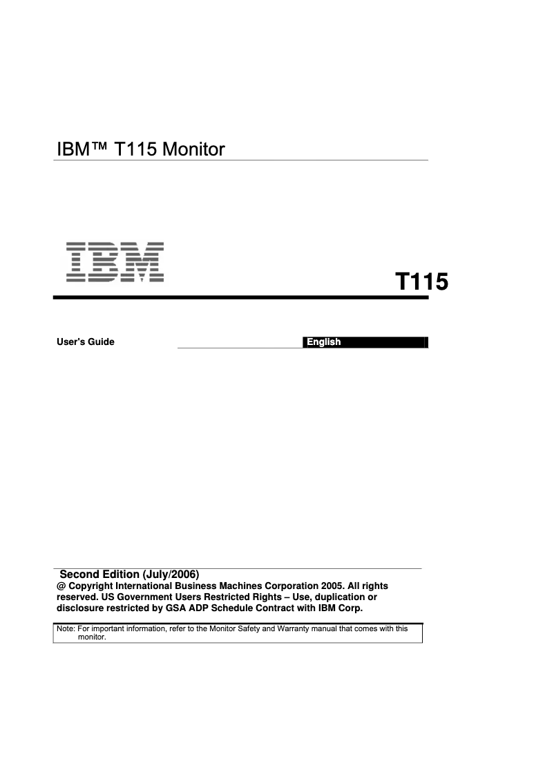 Page 1 de la notice Manuel utilisateur IBM T115