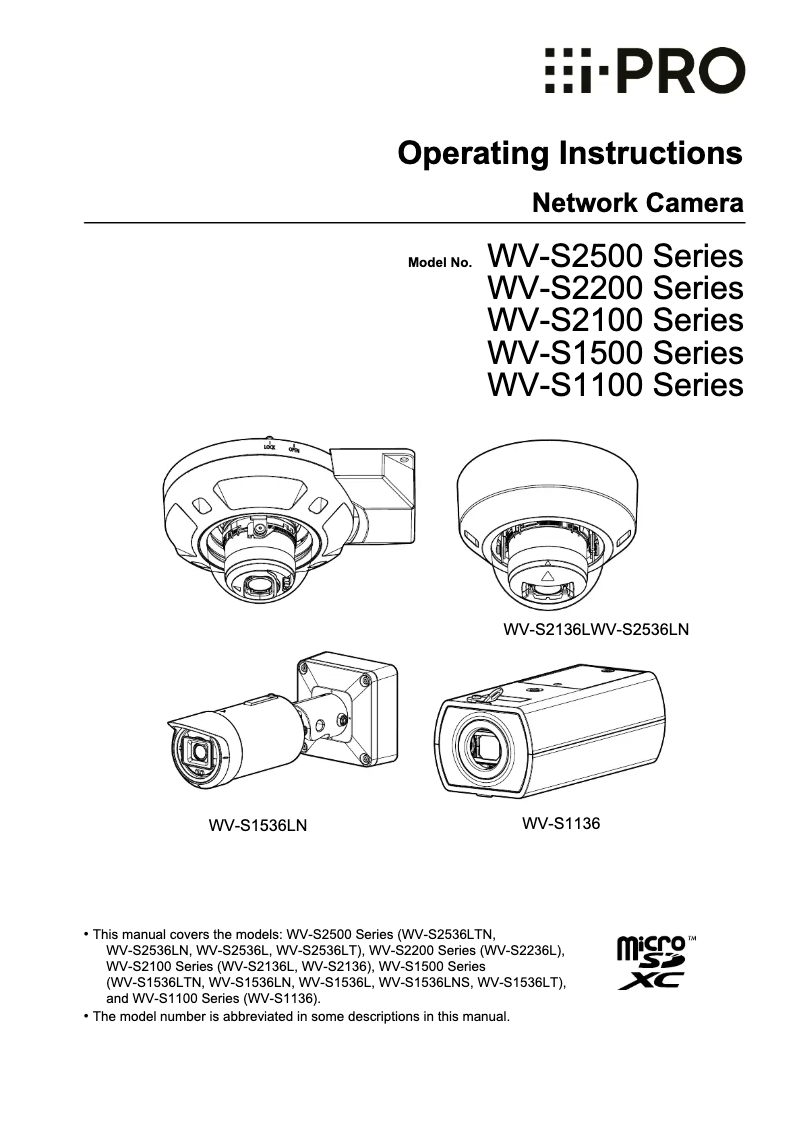 Page n°1 - Manuel utilisateur i-PRO WV-S2536L