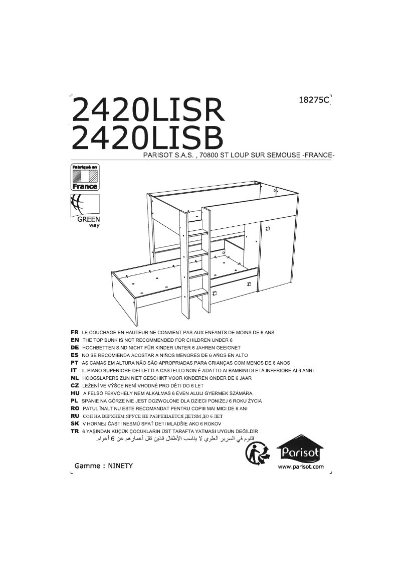 Page n°1 - Manuel utilisateur Parisot Ninety 2420LISB