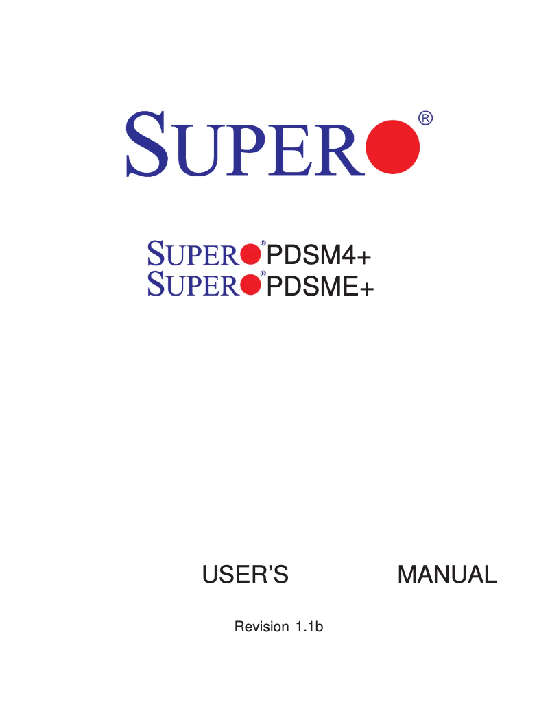 Page n°1 - Manuel utilisateur Supermicro PDSME+