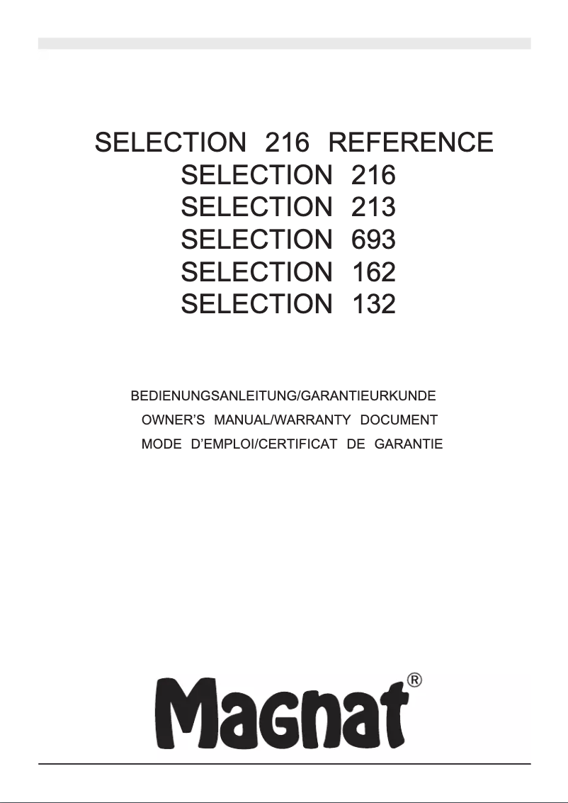 Image de la première page du manuel de l'appareil Selection 213