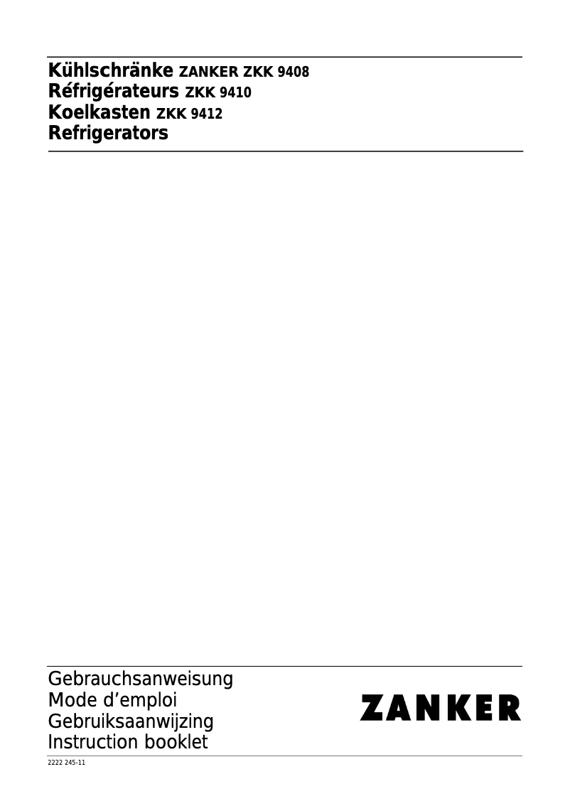 Page 1 de la notice Manuel utilisateur Zanker ZKK 9412