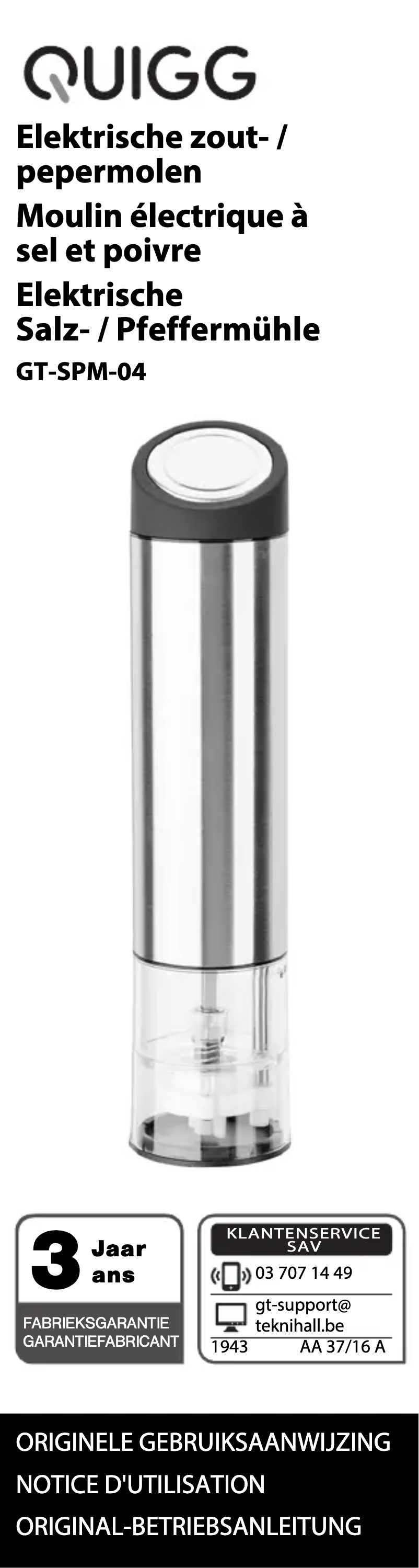 Page 1 de la notice Manuel utilisateur Quigg GT-SPM-04
