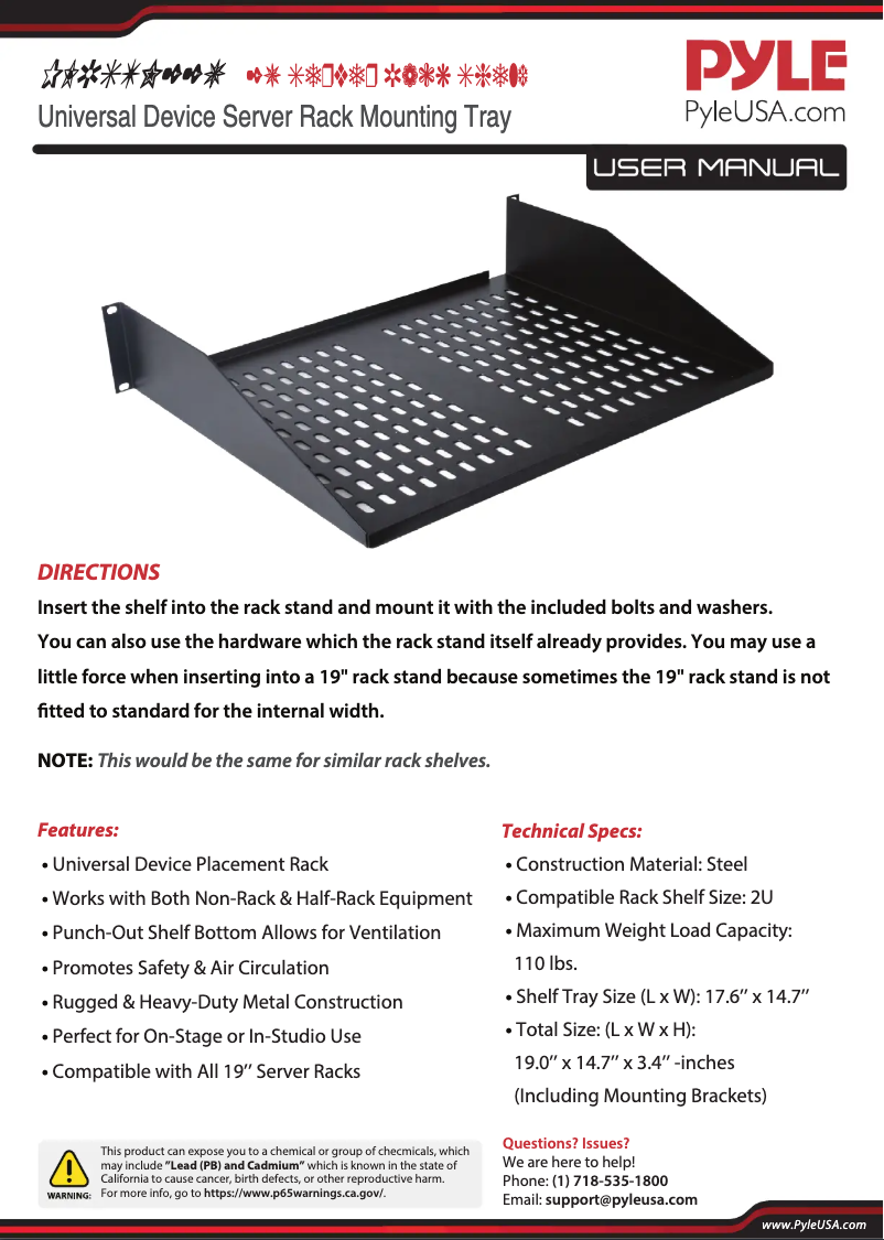 Page n°1 - Manuel utilisateur Pyle PLRSTN14U