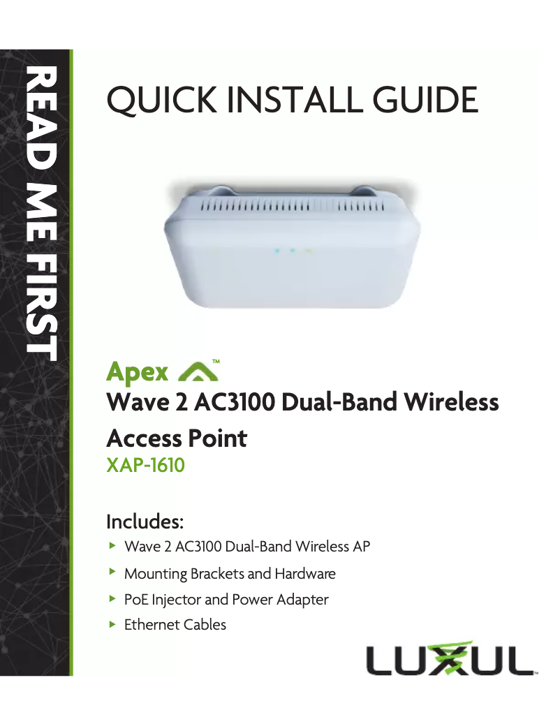 Page n°1 - Manuel utilisateur Luxul Apex XAP-1610